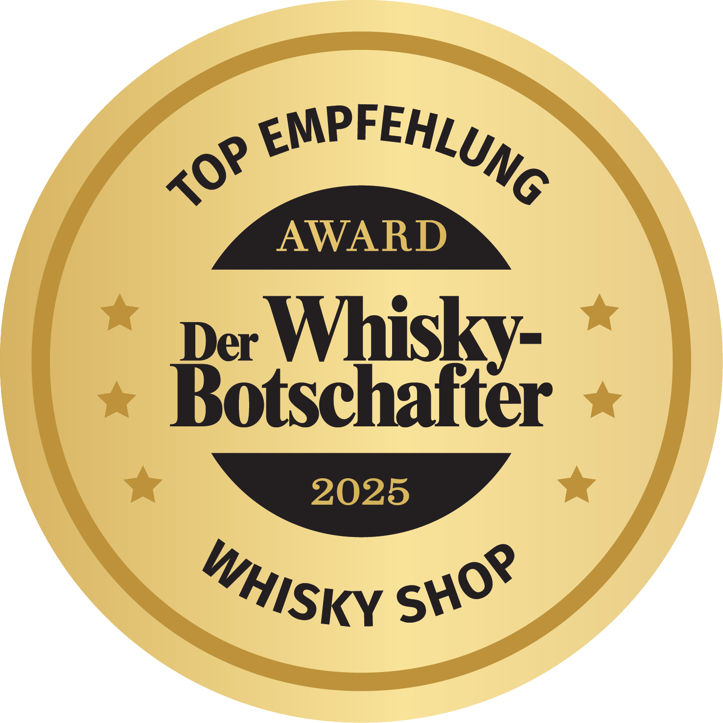 Siegel Top Empfehlung Whisky-Botschafter Whisky Shop Award 2025